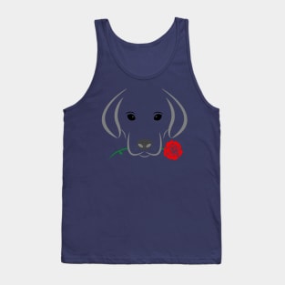 Rescue Puppy Valentine's Day, cute Puppy with Rose in mouth Tank Top